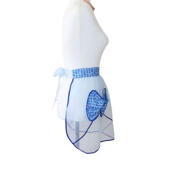 Vintage Kitchen Apron Cooking Baking Waist Apron Cute Bow Pocket Sheer A27 - Picture 5 of 7